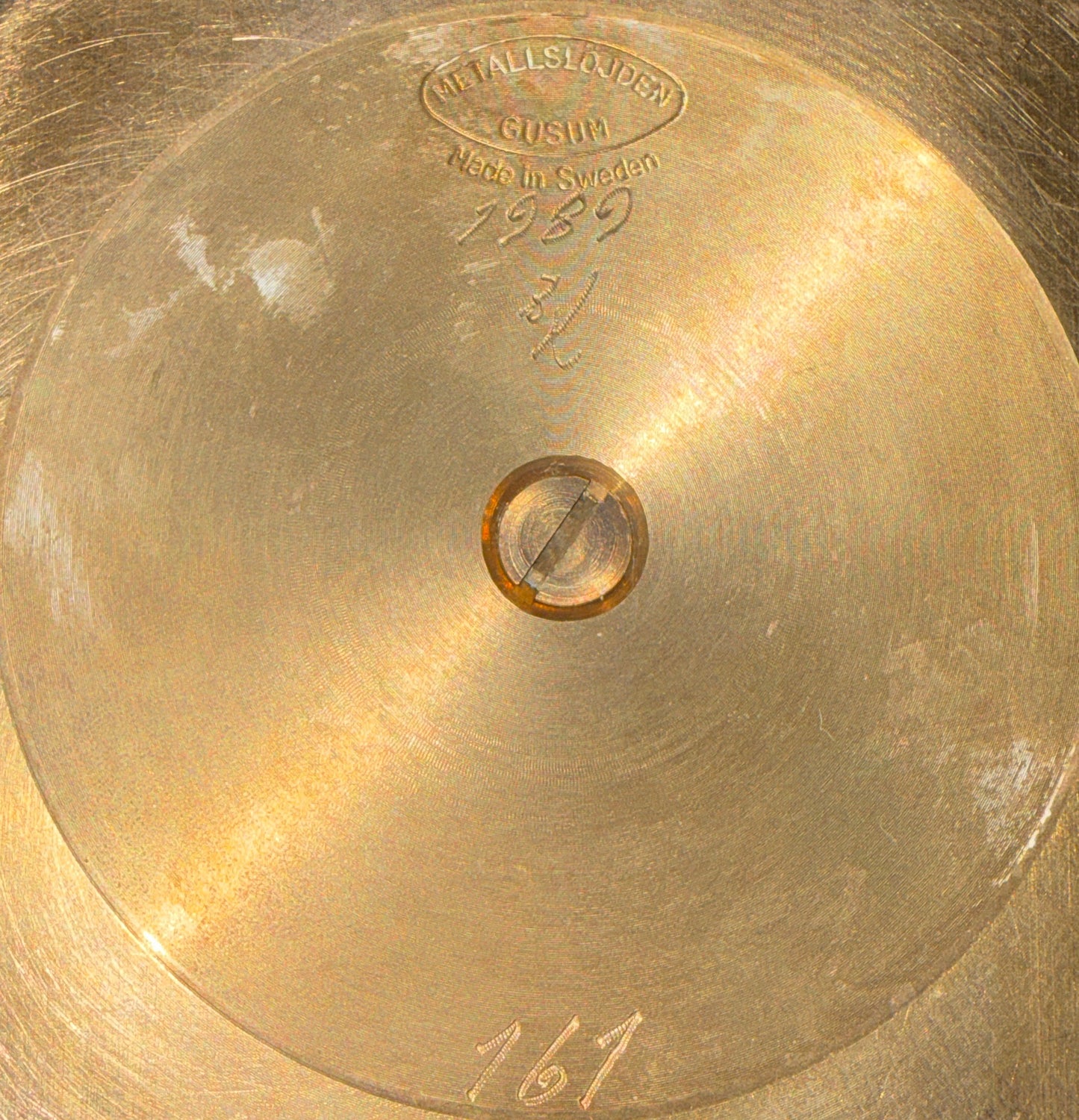 Solid brass five arm vintage candelabra, Gusum Sweden