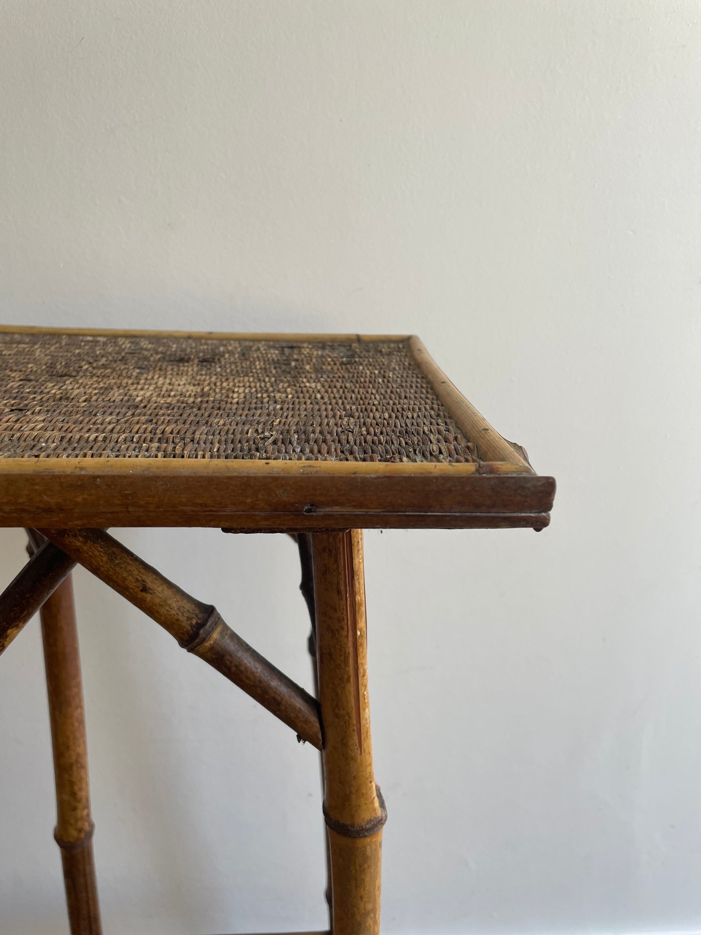 Vintage two tier bamboo side table