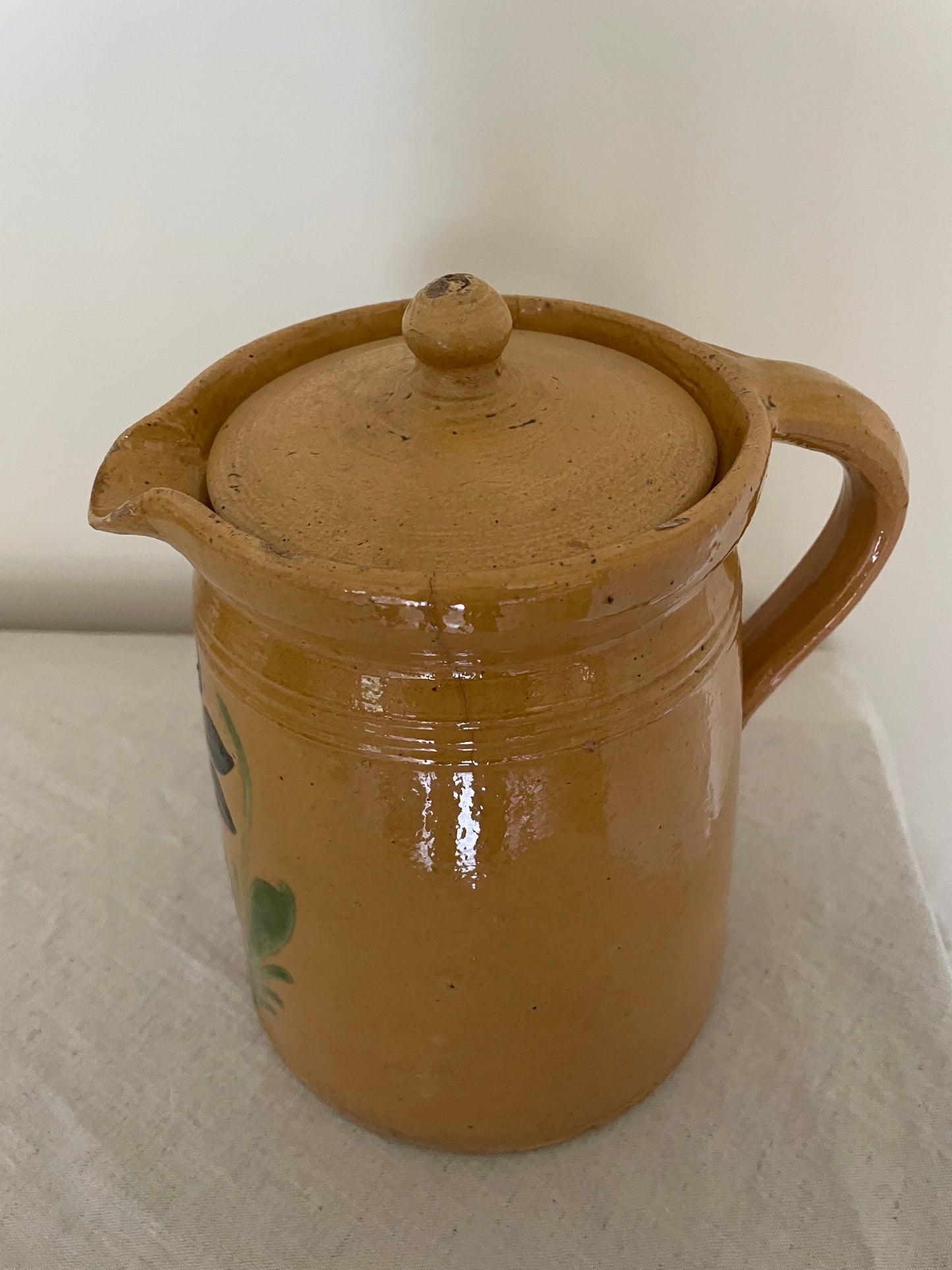 French vintage hand painted mustard jug