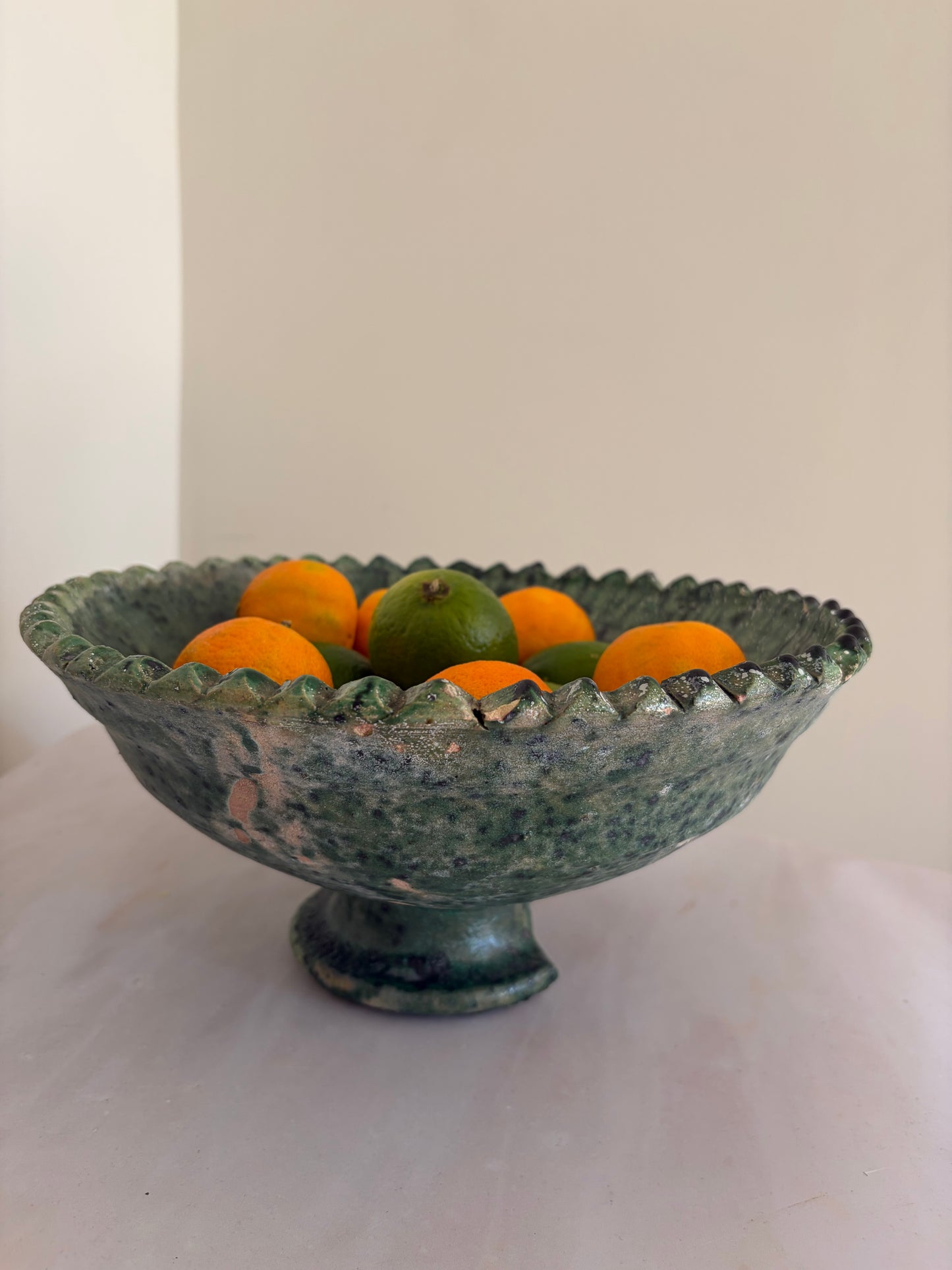 Tamegroute Moroccan Green pedestal bowl