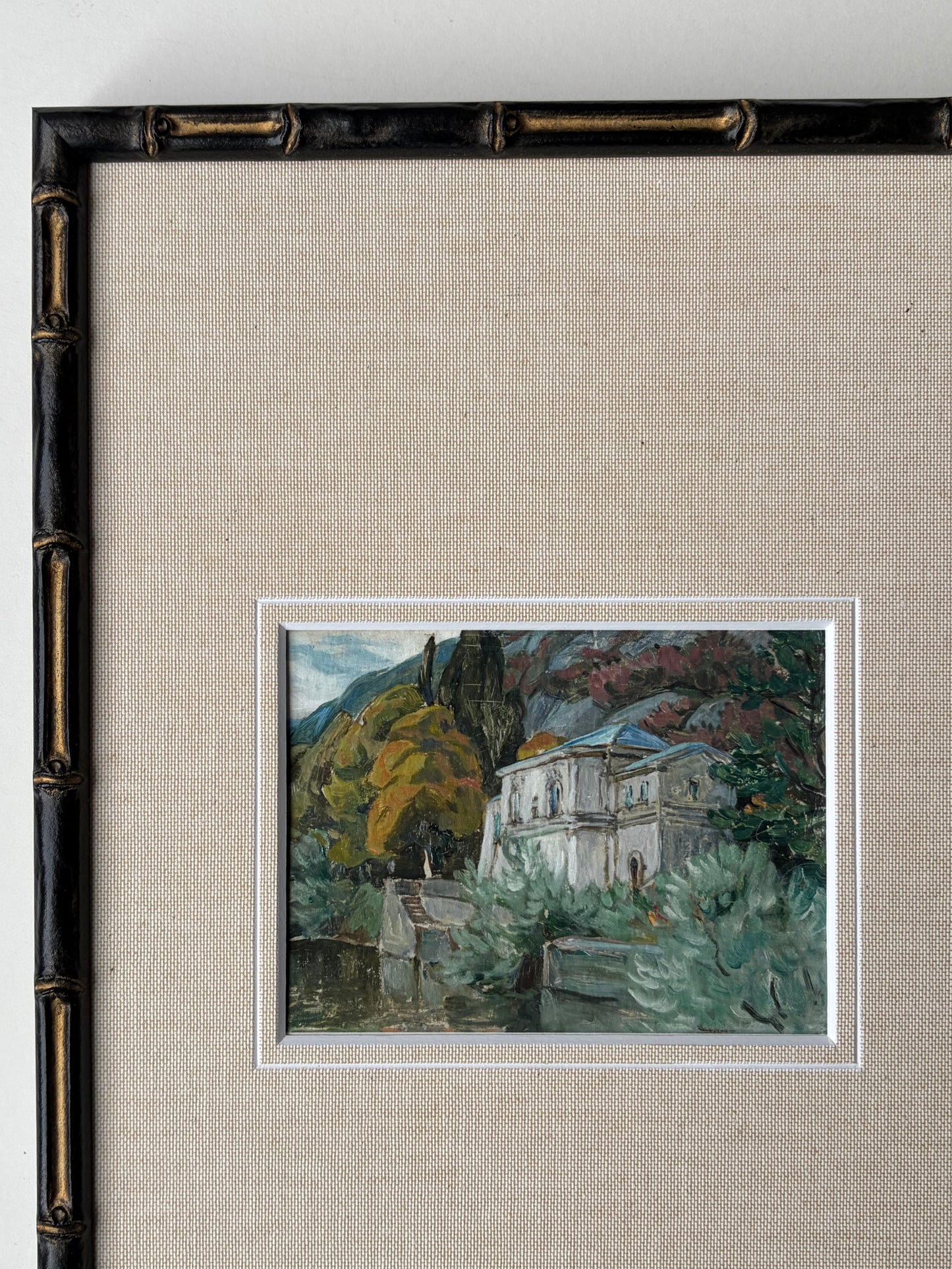 Framed Lake Como landscape with mount