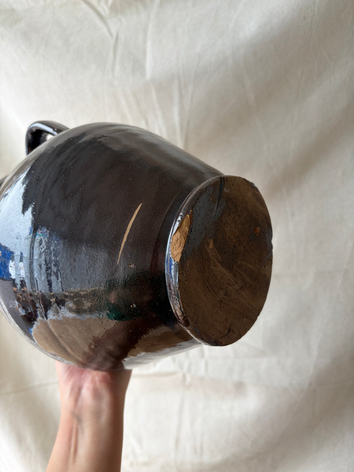 Dark brown terracotta vintage jug
