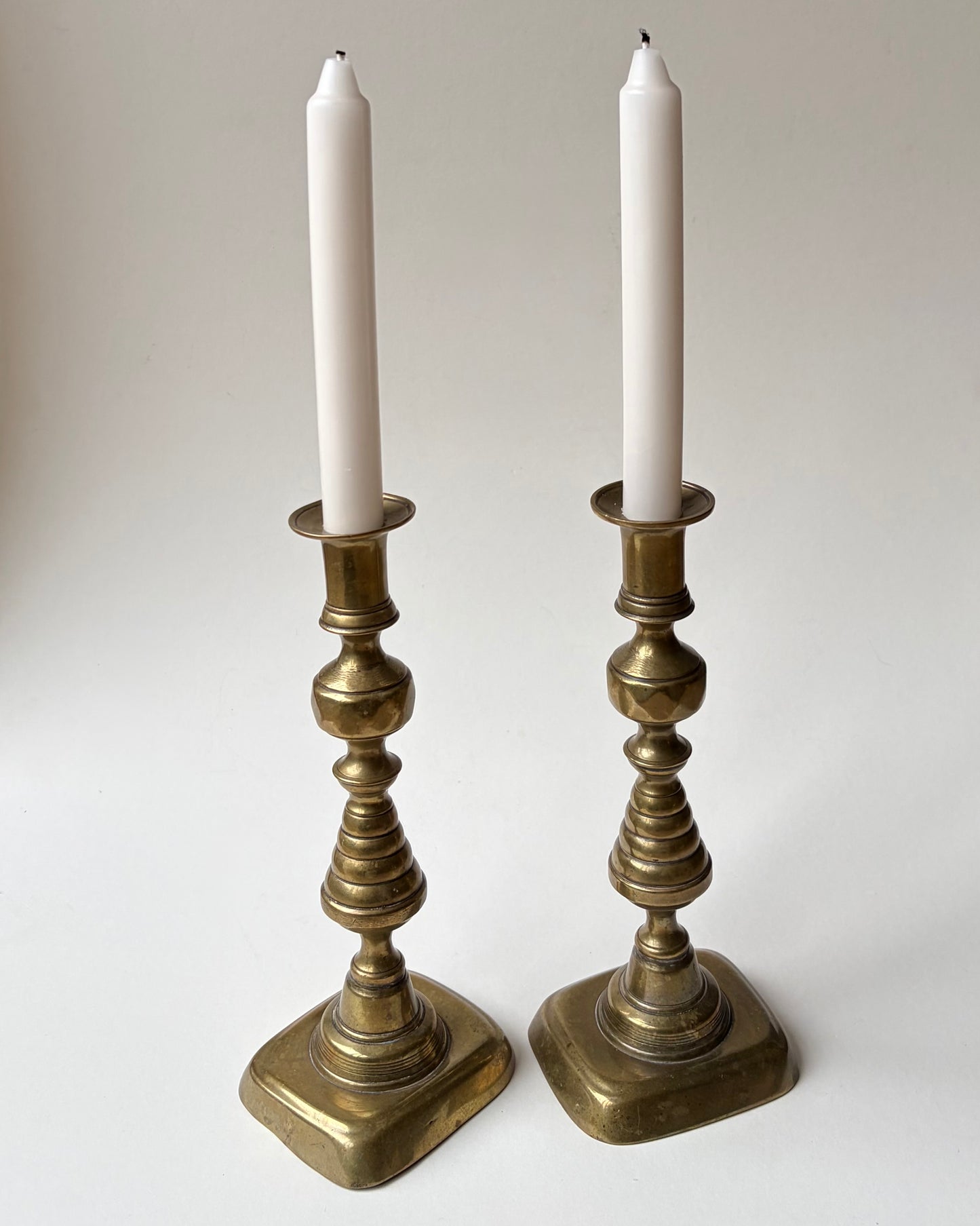 Solid brass vintage candlestick holders (pair)