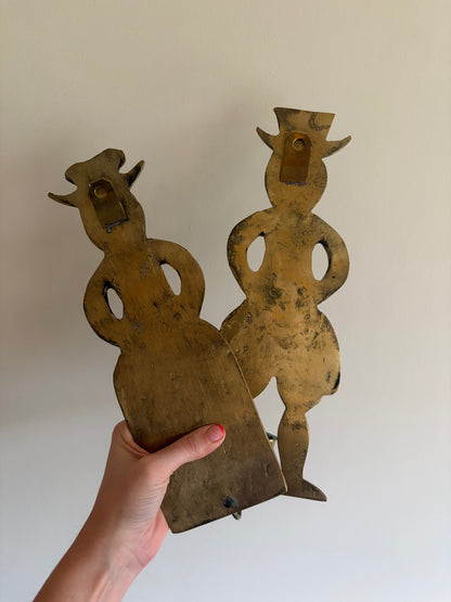 Pair of vintage man and woman sconces