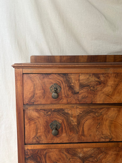 1930’s vintage burr walnut chest of drawers