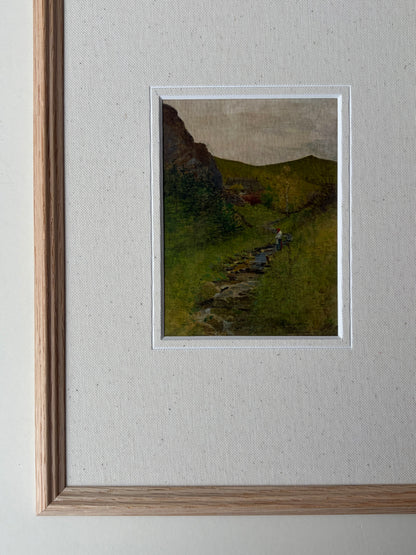 Framed landscape woman at the stream