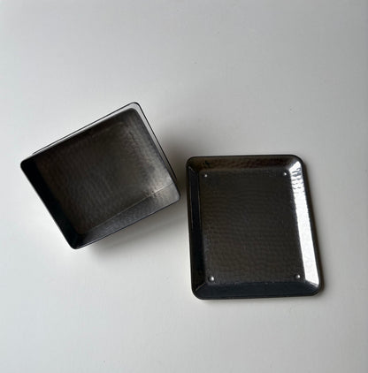 Vintage stainless steel hammered butter dish