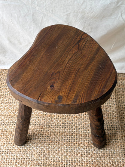 Chunky textured vintage wooden stool