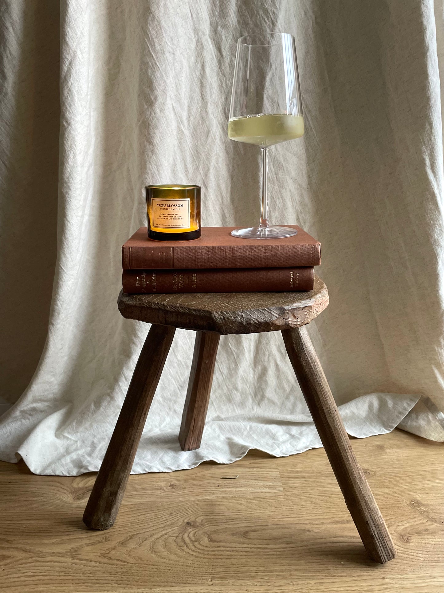 Antique French wooden stool