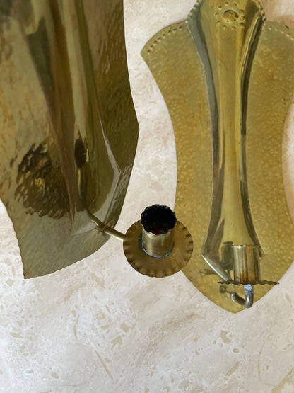 Vintage brass candle wall sconces (pair)