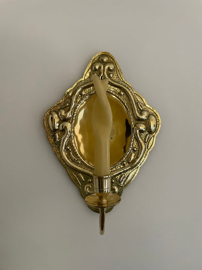 Pair of vintage brass candle wall sconces