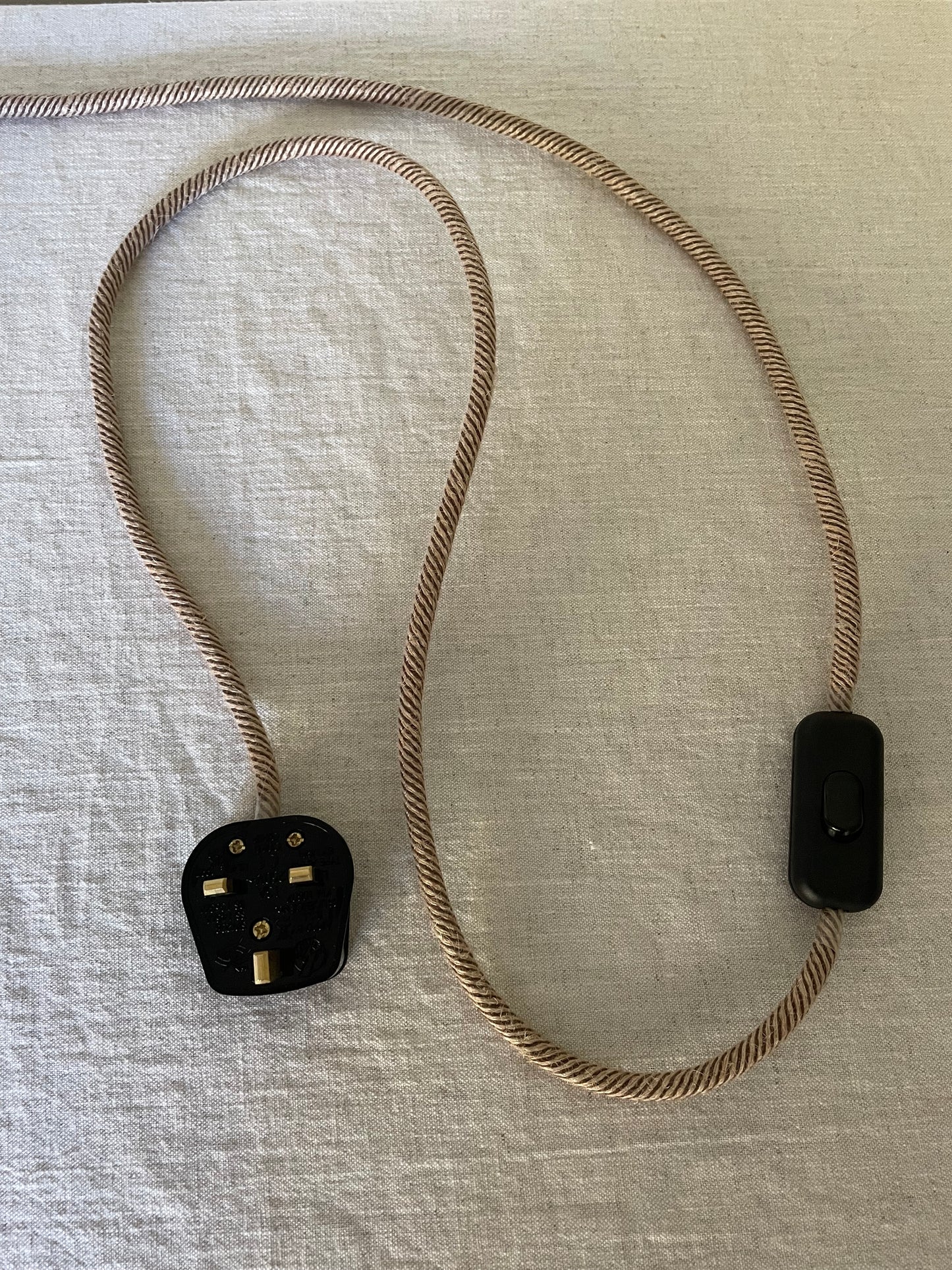 Vintage Swedish sculptural turned wood lamp with linen shade