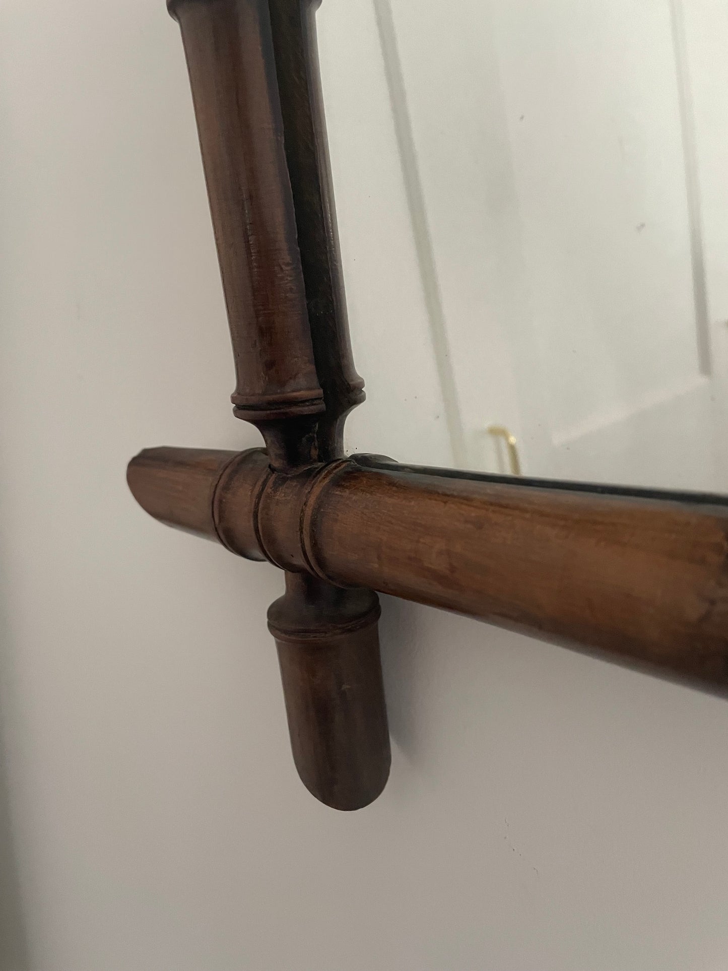 Vintage wooden faux bamboo French mirror - landscape orientation