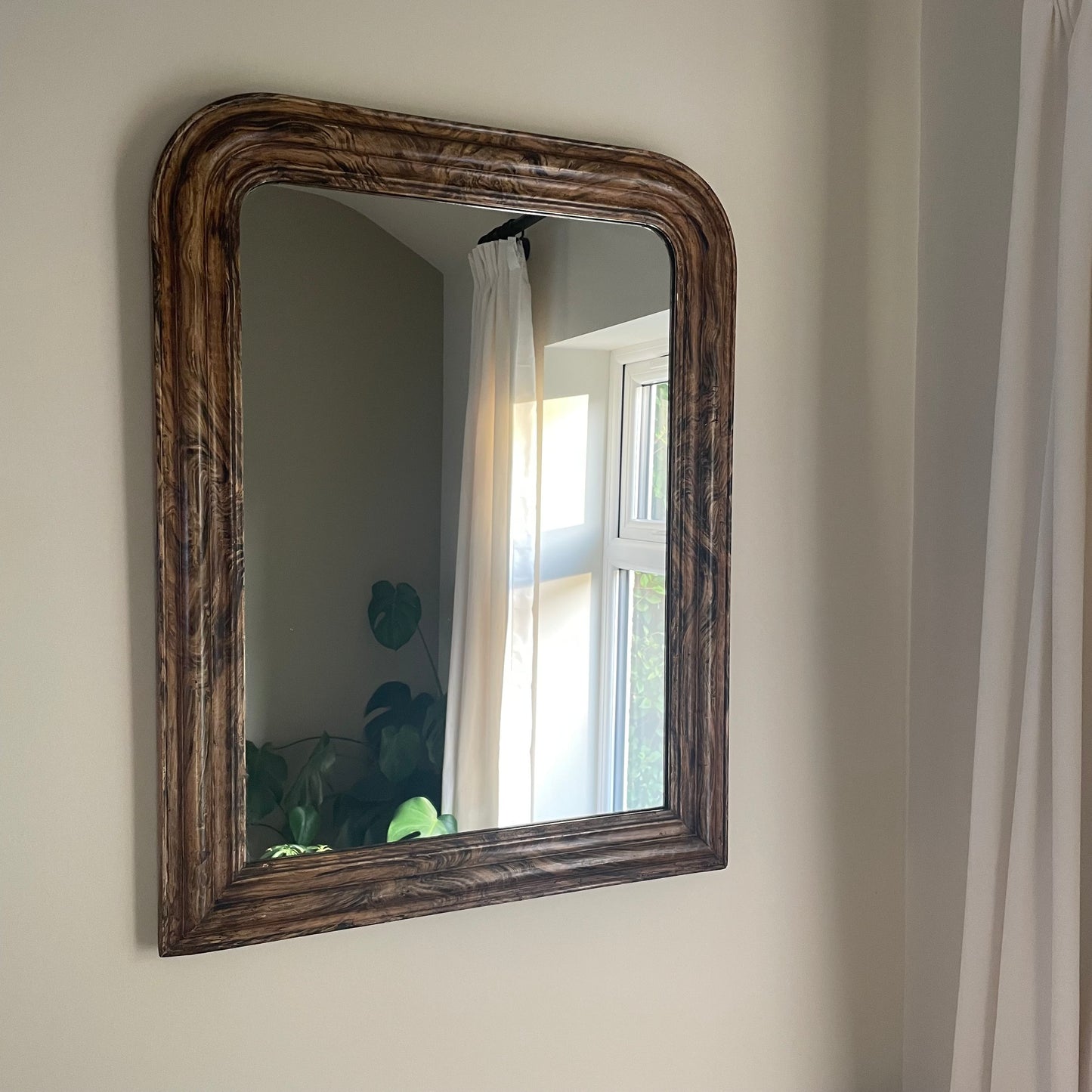 Faux marble French mirror, 20th century