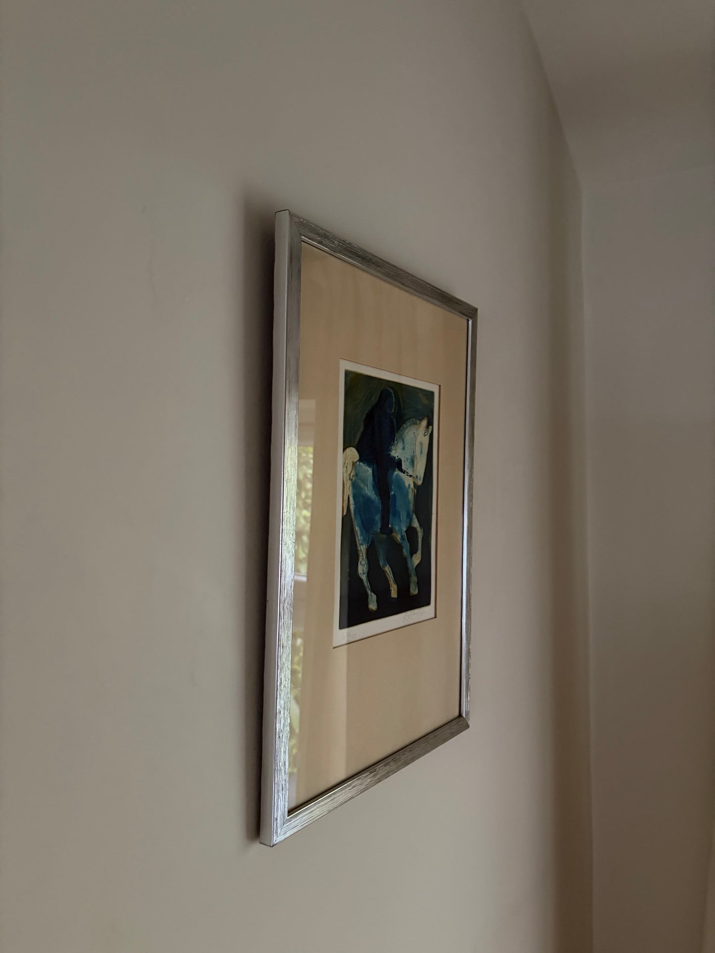 Framed vintage horse lithograph by Lennart Rosensohn