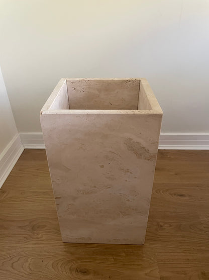 Vintage travertine stone beige side table