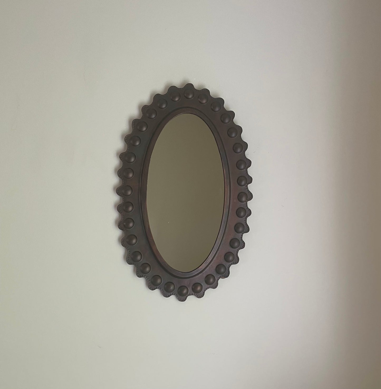 Metal scalloped oval mirror