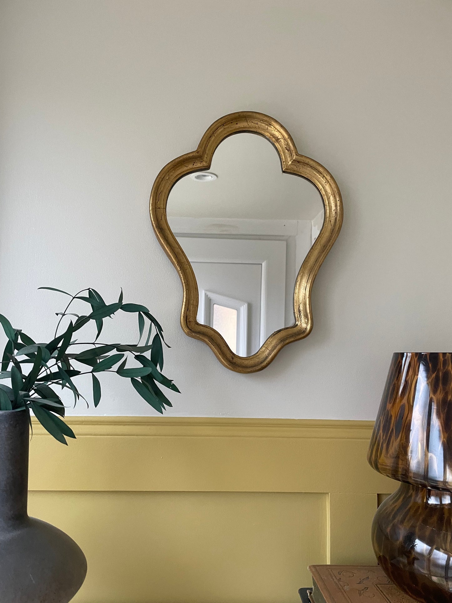 Small Louis XV style gold gilt mirror