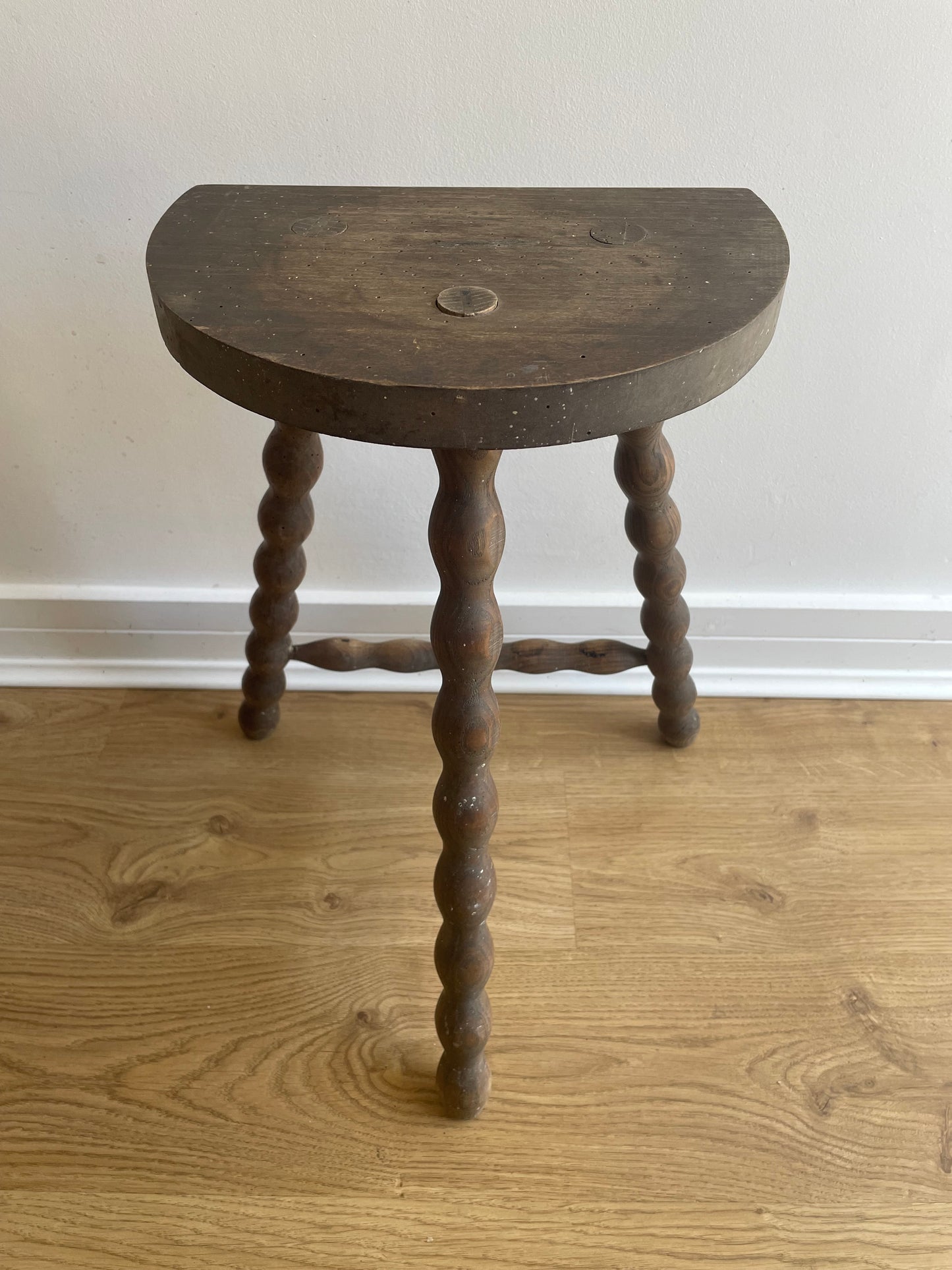 Wooden half moon bobbin stool