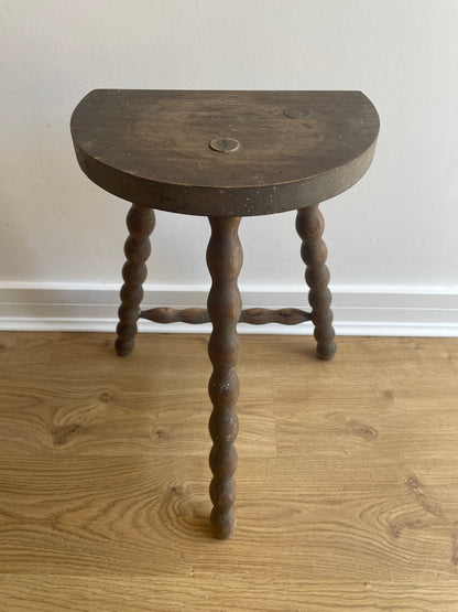 Wooden half moon bobbin stool