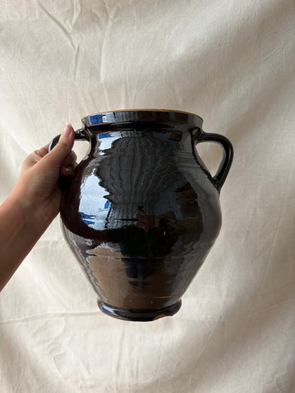 Dark brown terracotta vintage jug