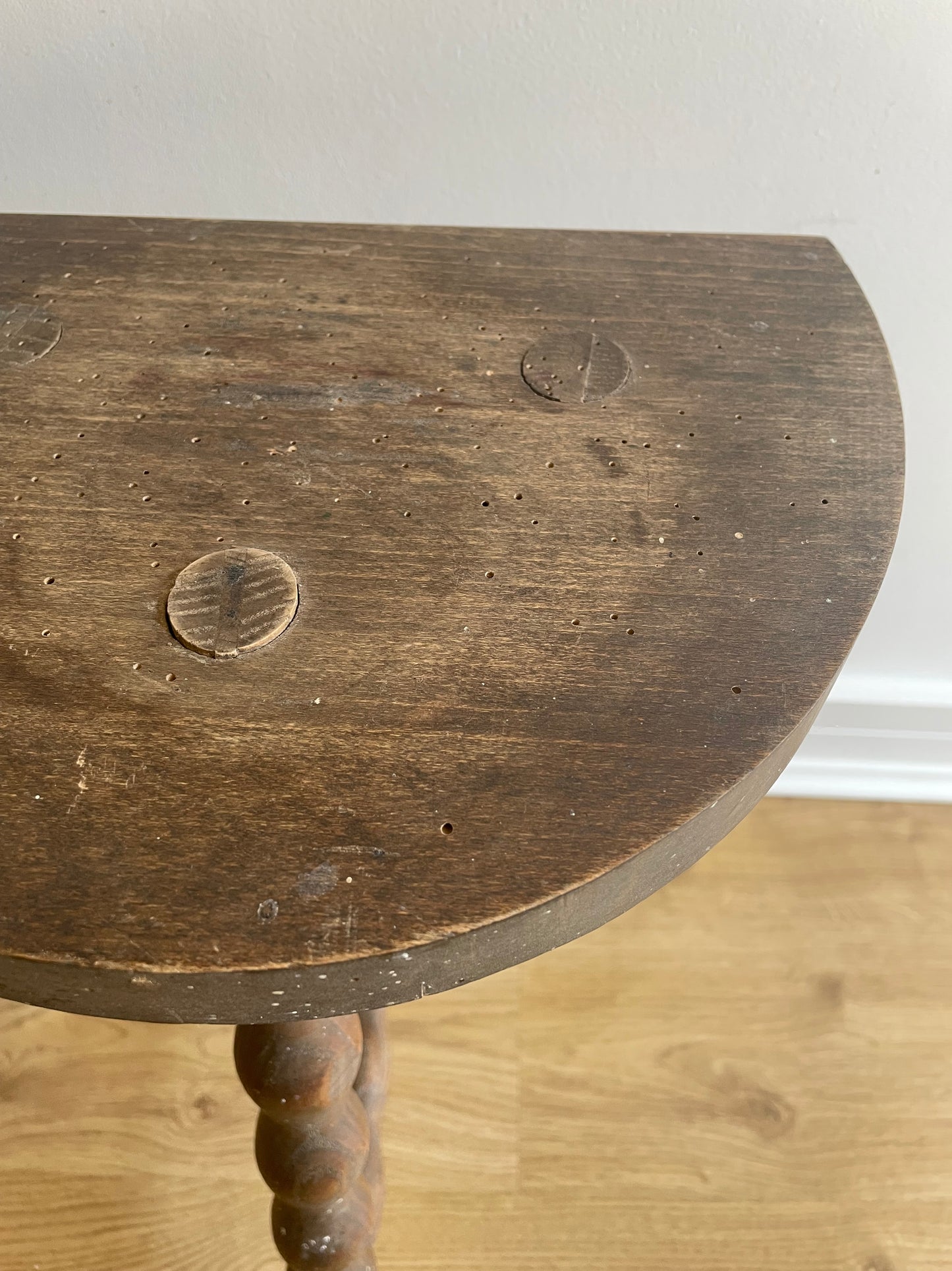 Wooden half moon bobbin stool