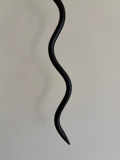 Pair of vintage wrought iron black squiggle candle wall sconces