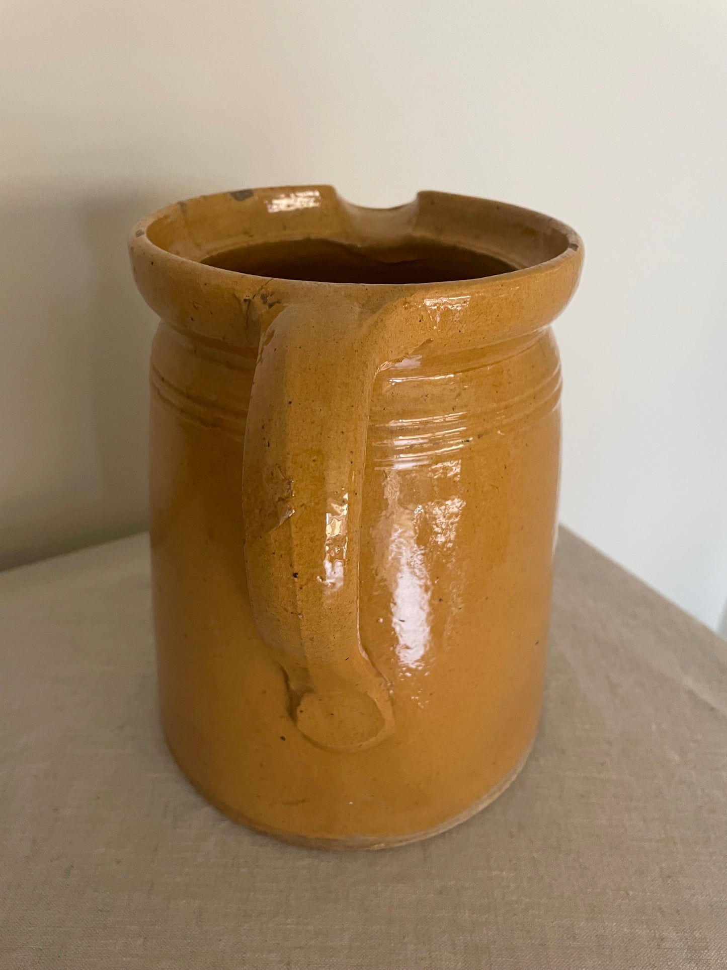 French vintage hand painted mustard jug