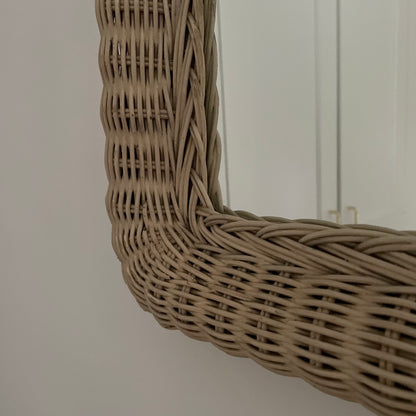 Vintage cream wicker arched small mirror