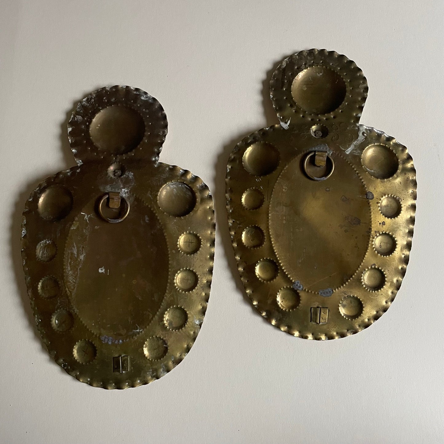 Pair of brass Swedish vintage candle sconces