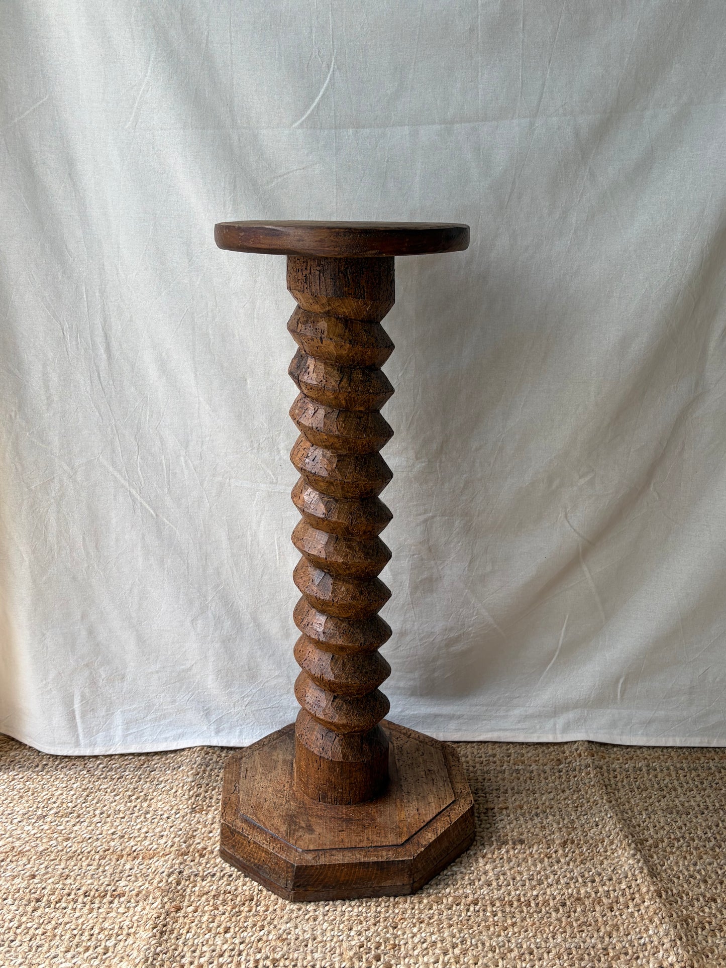 Antique French wooden spiral pedestal table