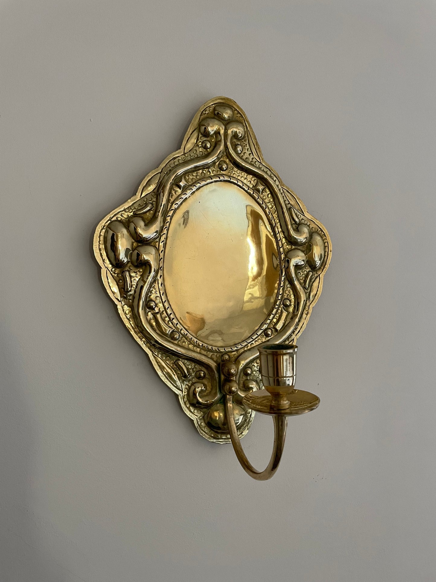 Pair of vintage brass candle wall sconces