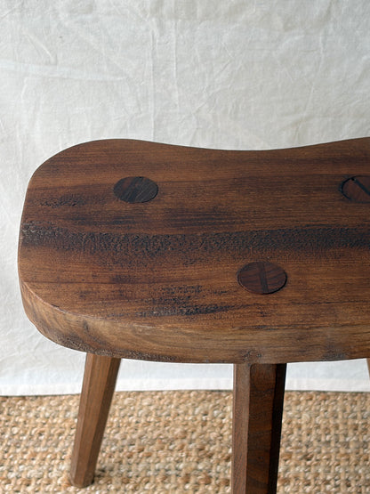 Vintage dark brown tripod stool
