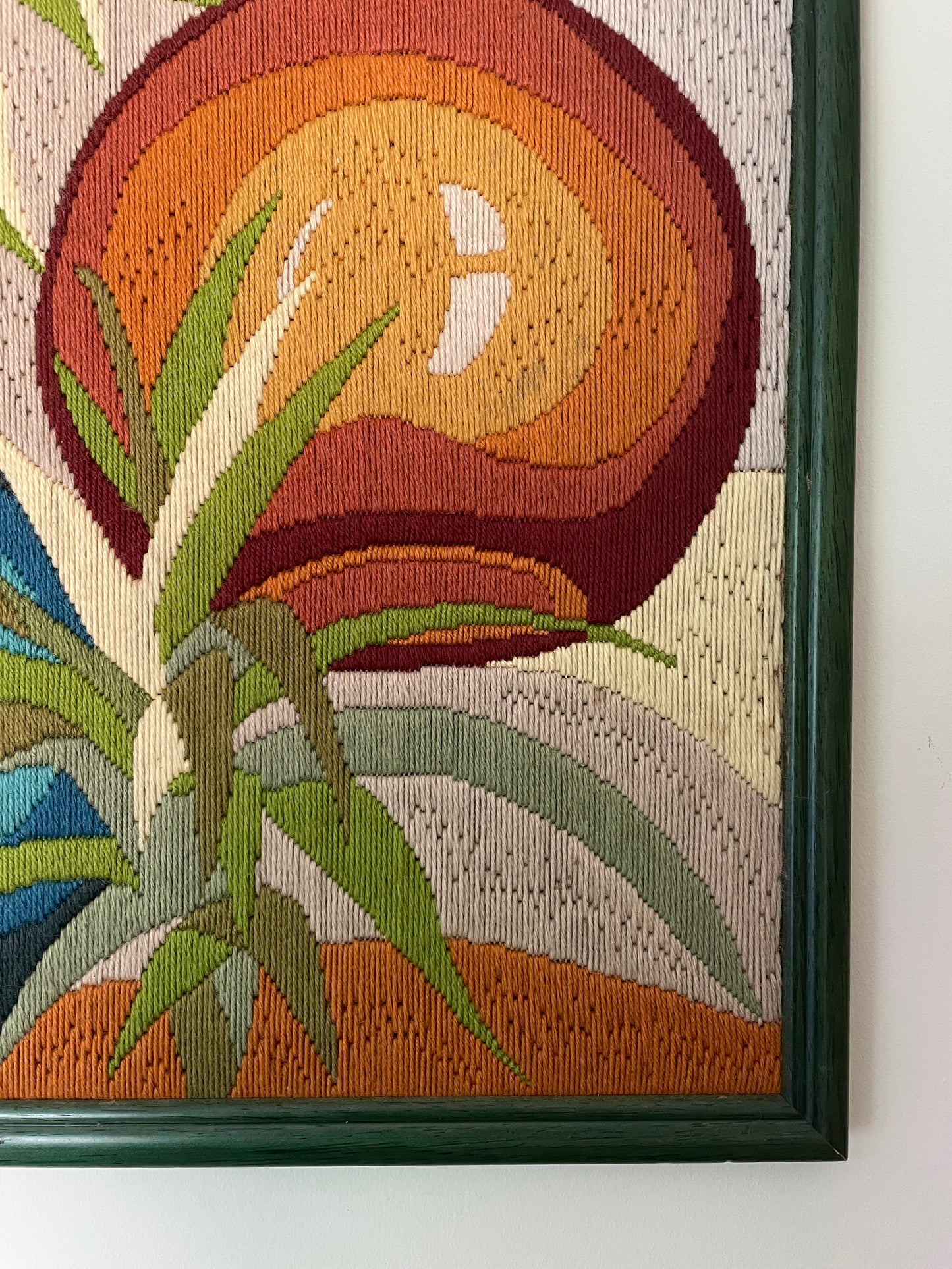 Mid century modern colourful embroidery artwork