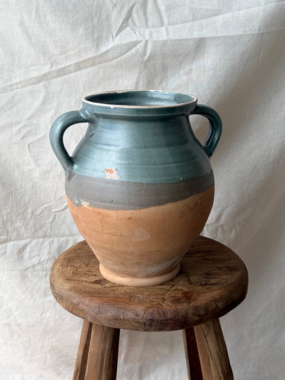 Vintage unglazed blue terracotta jug