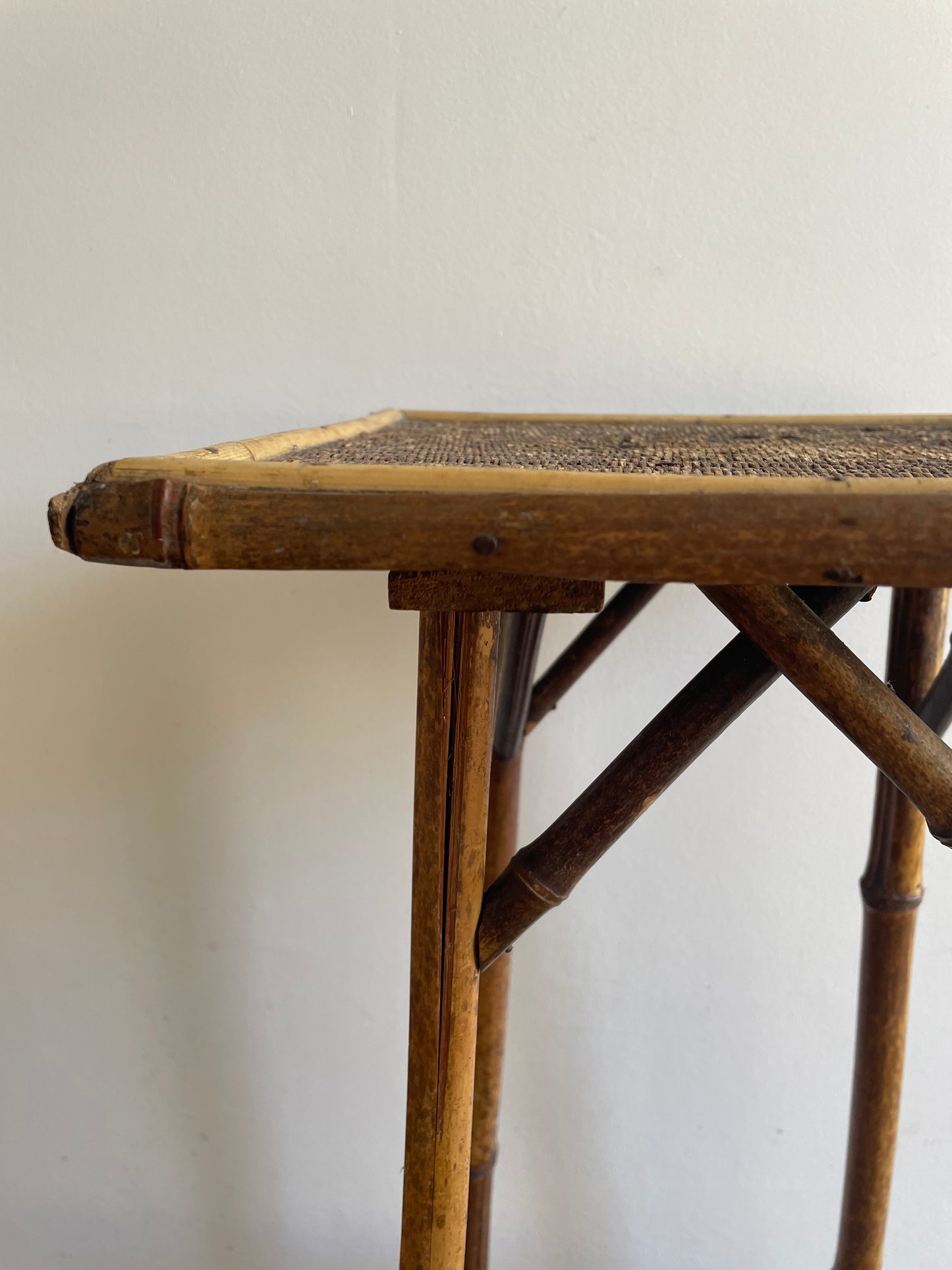 Vintage two tier bamboo side table