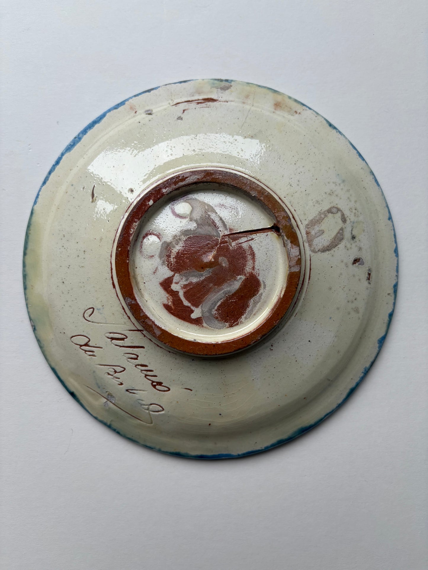 Vintage Spanish small blue and yellow fish plate by Salamo La Bisbul