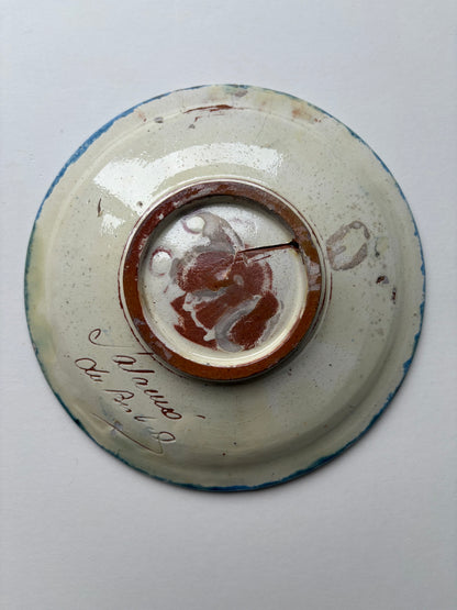 Vintage Spanish small blue and yellow fish plate by Salamo La Bisbul