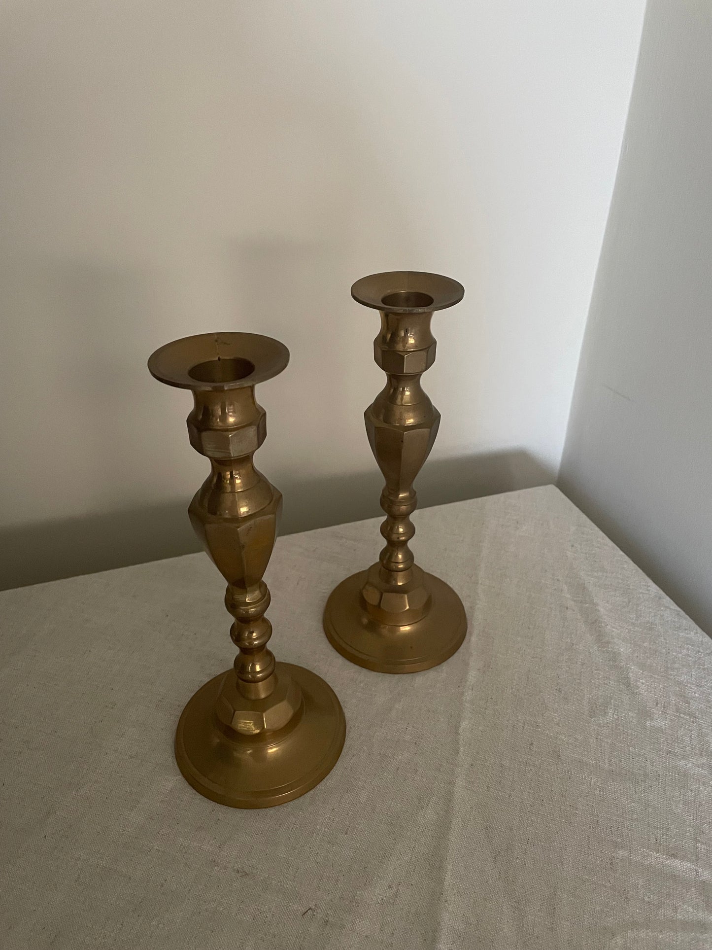Brass pair of candlestick holders
