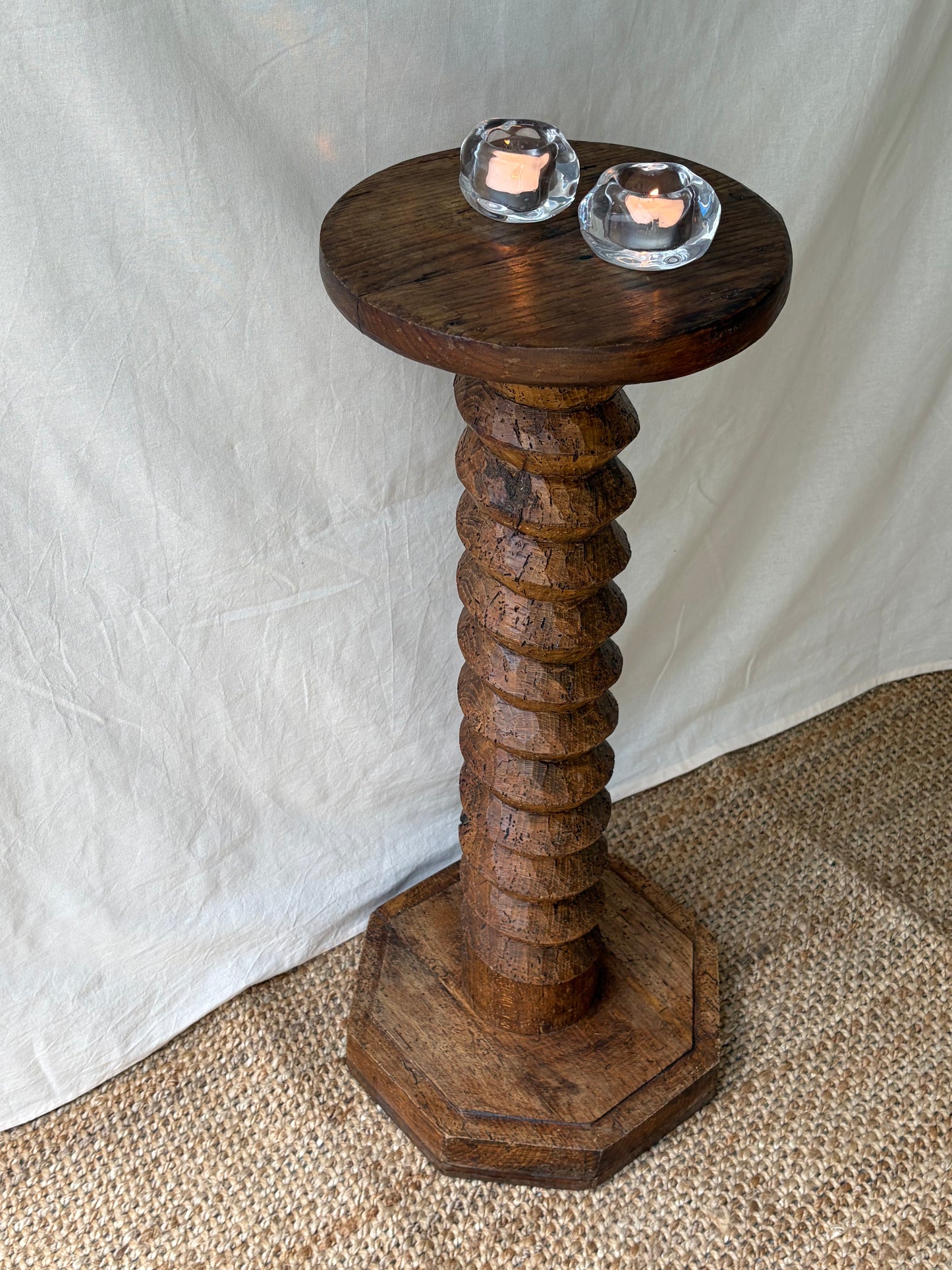 Antique French wooden spiral pedestal table