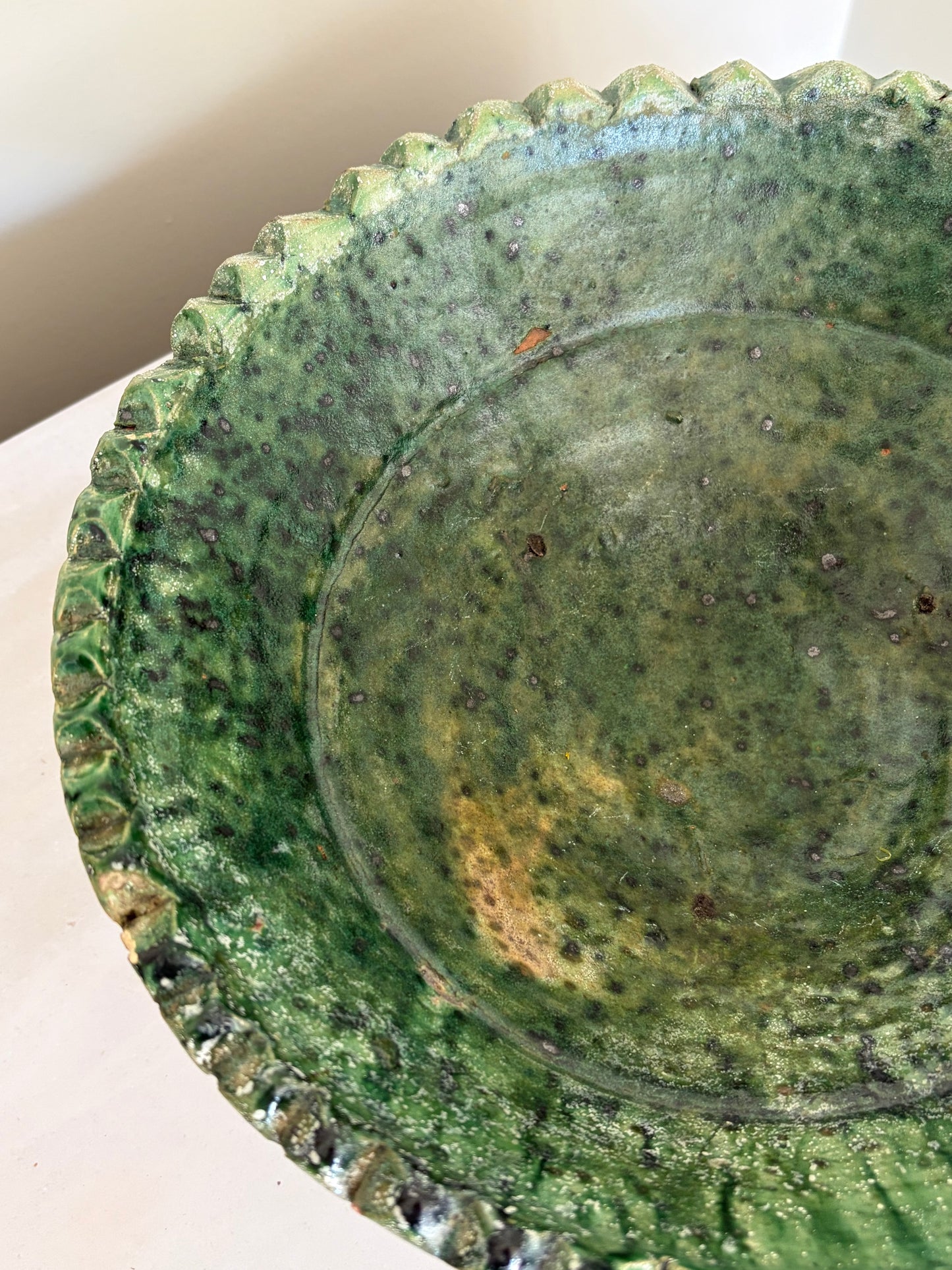 Tamegroute Moroccan Green pedestal bowl