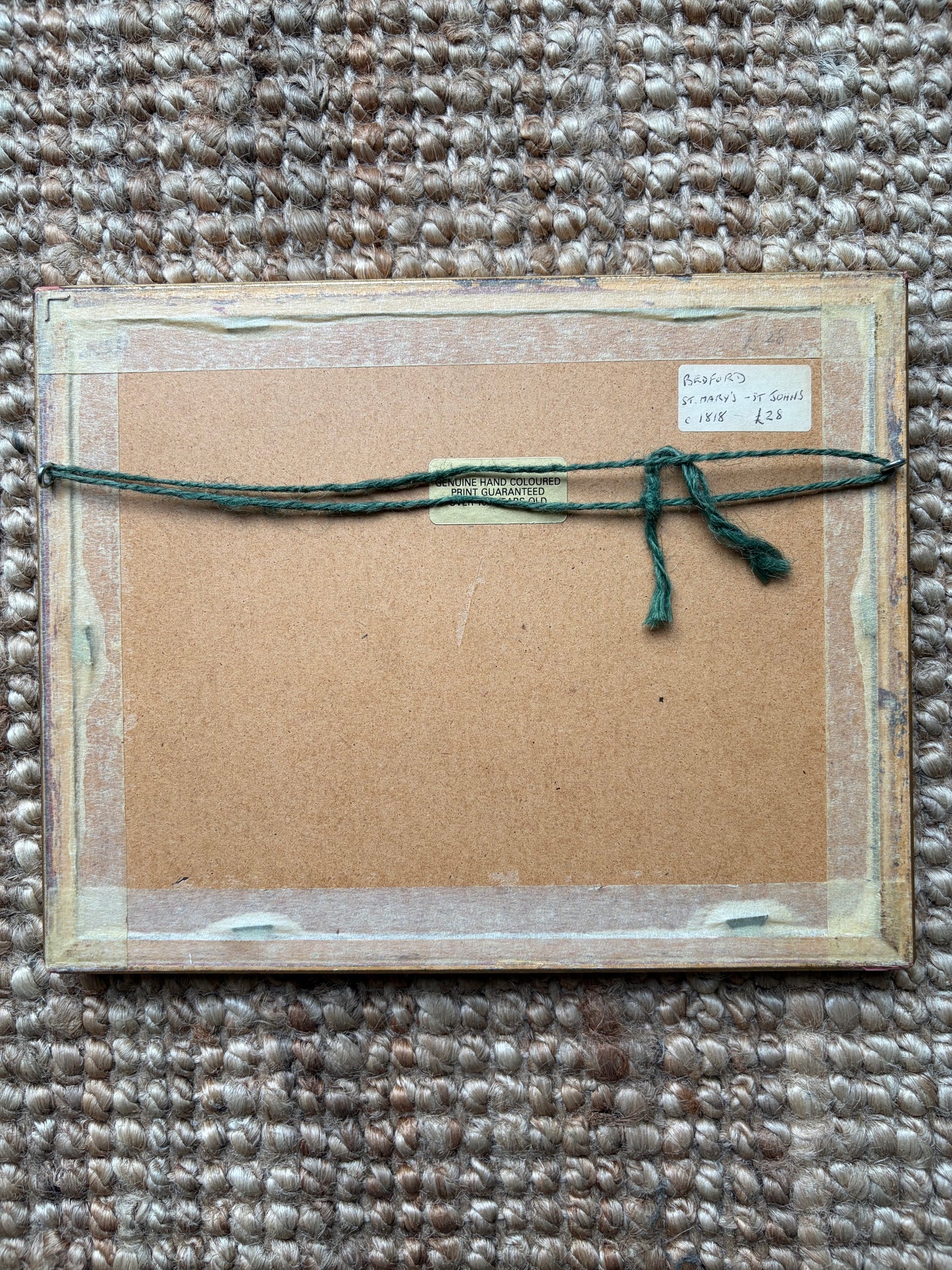 Antique framed engraving print of Bedford High Street, circa 1818