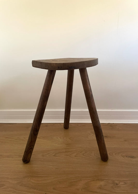 Wooden half moon antique stool