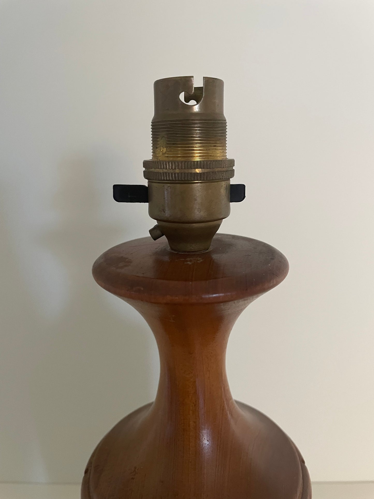 Danish wooden teak carved table lamp