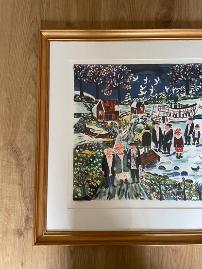 A colourful winter’s day - lithograph by Sven Lidberg