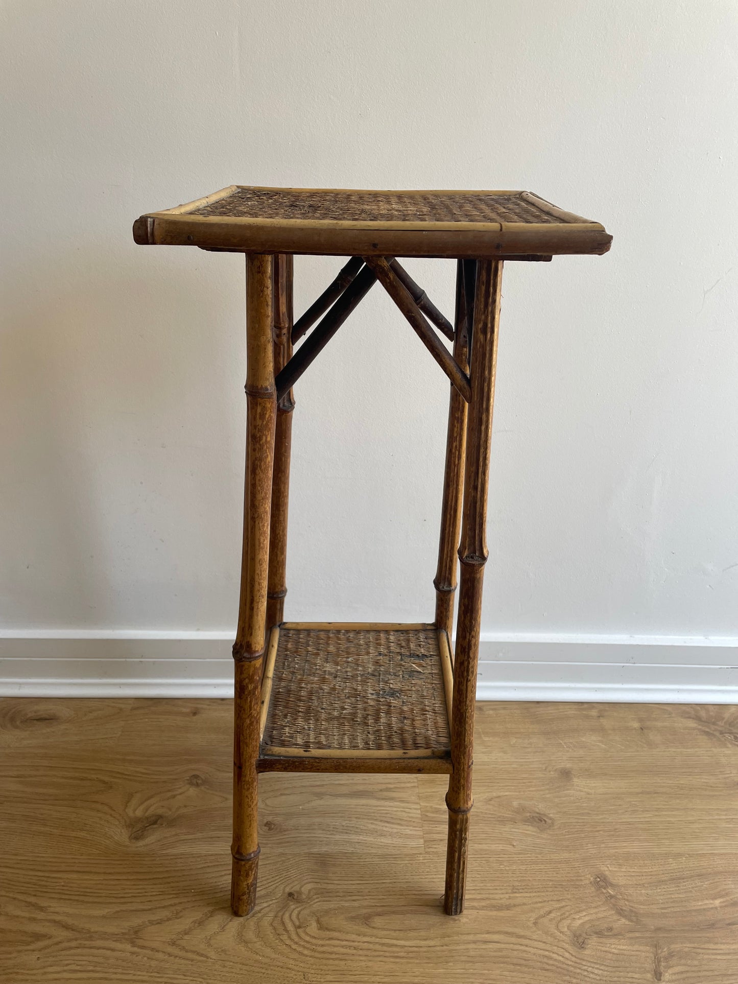 Vintage two tier bamboo side table