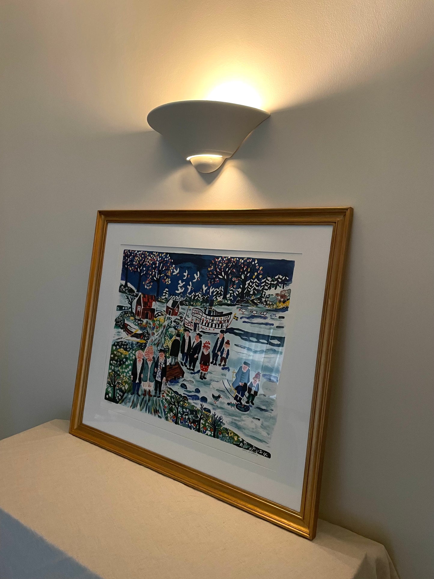 A colourful winter’s day - lithograph by Sven Lidberg