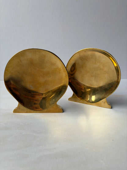 Vintage solid brass shell bookends