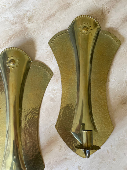 Vintage brass candle wall sconces (pair)