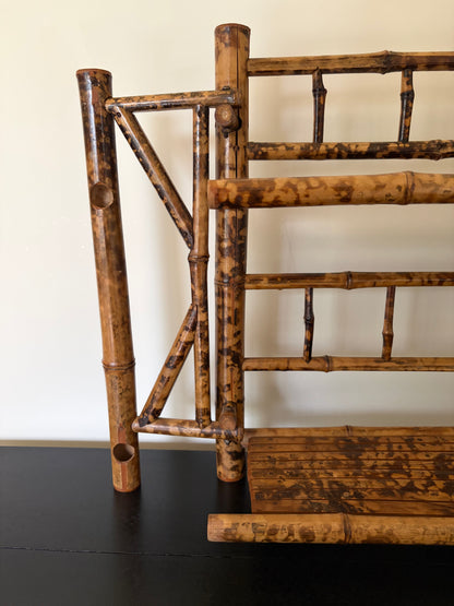 Vintage tortoise shell bamboo tabletop shelf